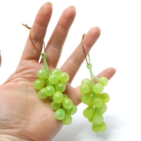 Artificial Mini Grape Clusters Green Rubber Ornament Holiday Fall Tree Wreath x2 - Picture 1 of 6